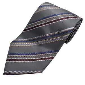 Joseph Abboud Gray Striped Silk Necktie - Made in Italy - Like New